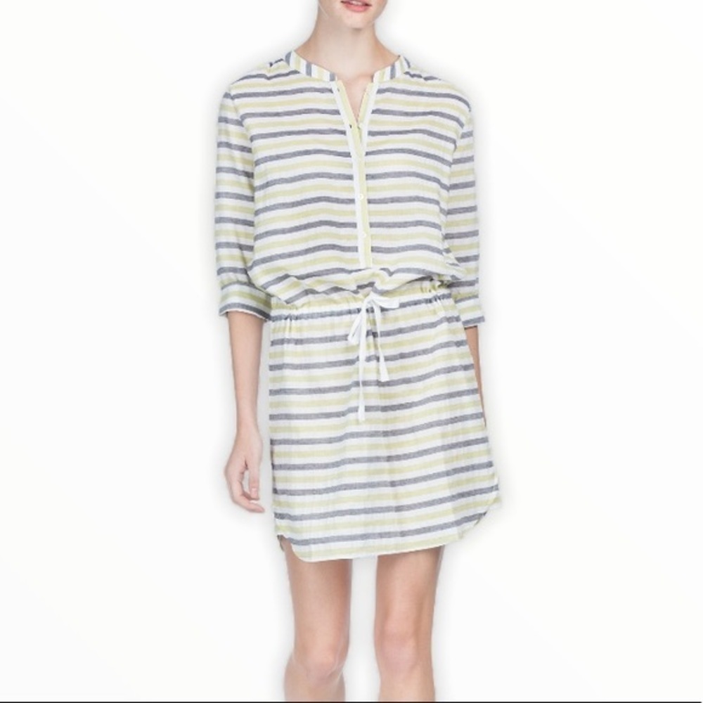 Lilla P Striped Drop Tie Waist Shirt Dress Small
